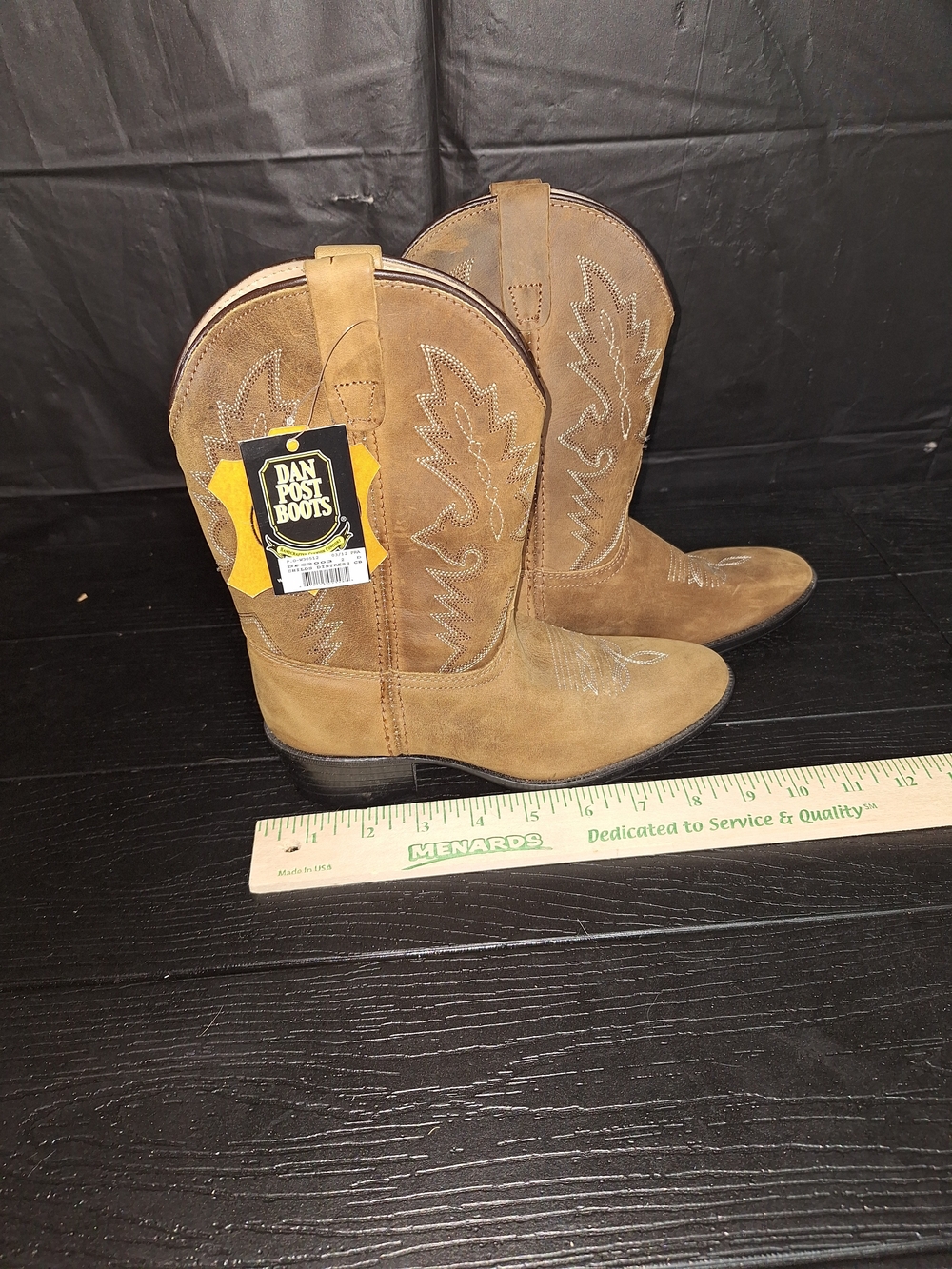 Dan Post Tan Brown Suede Western Boots Kids Sz 2